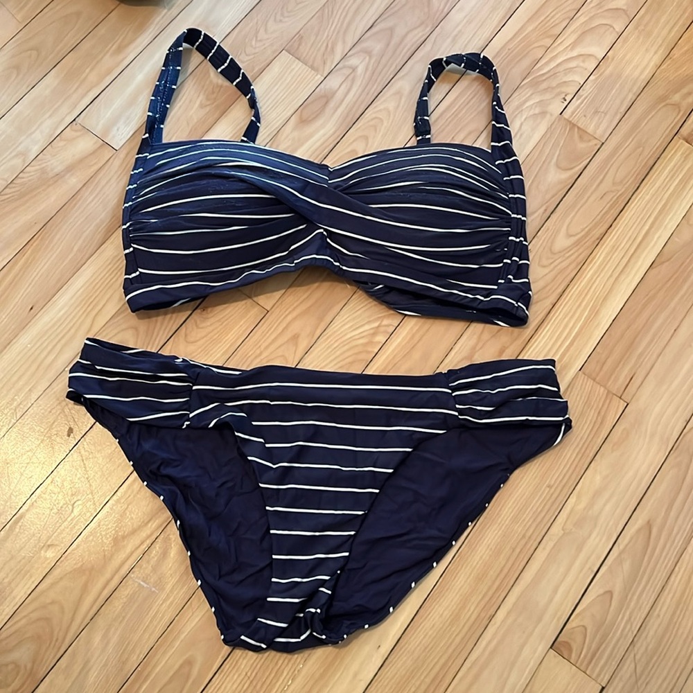 Navy striped bikini